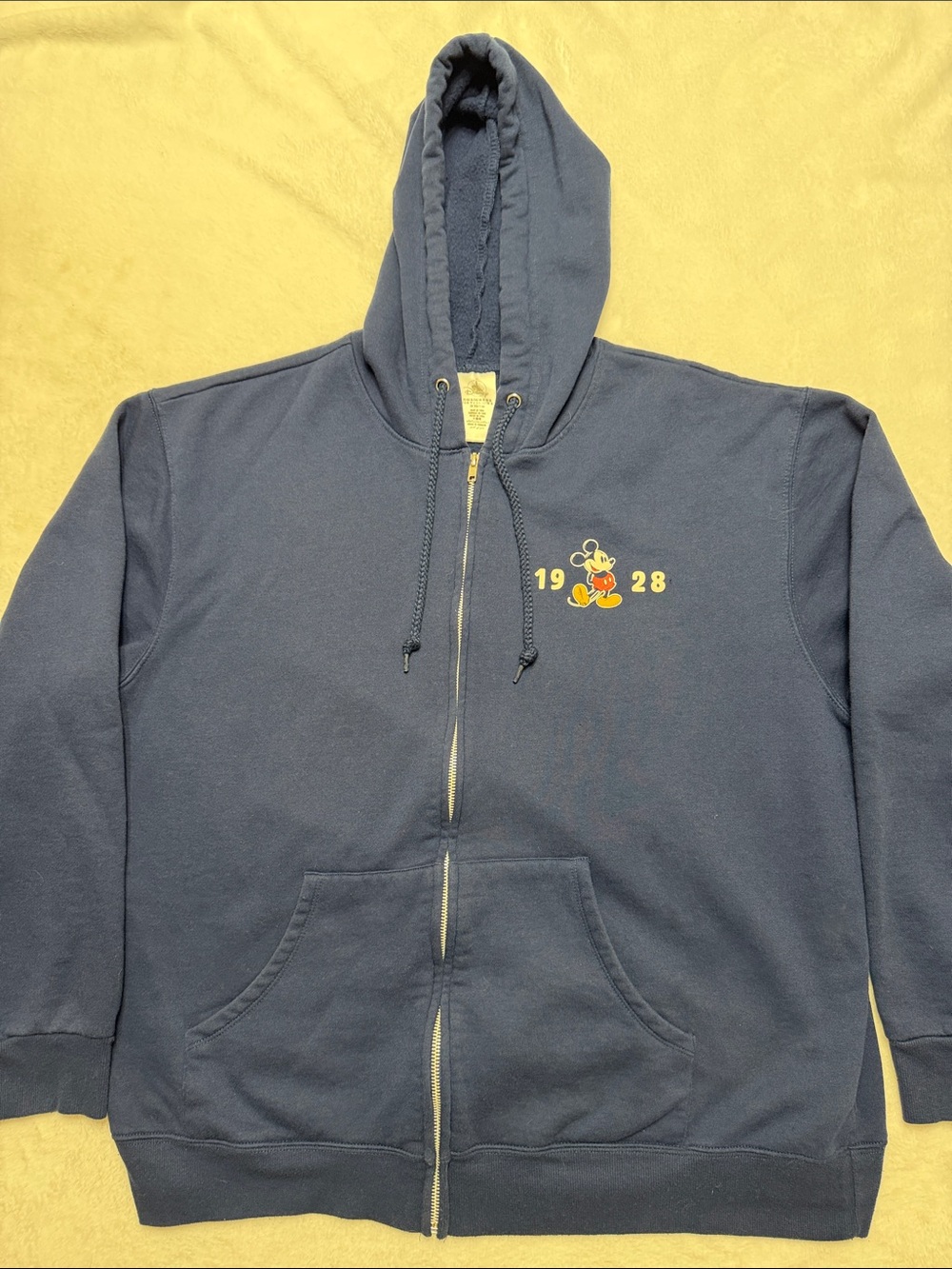 Disney Navy Zip Hoodie with Yellow & Red Mickey Accent